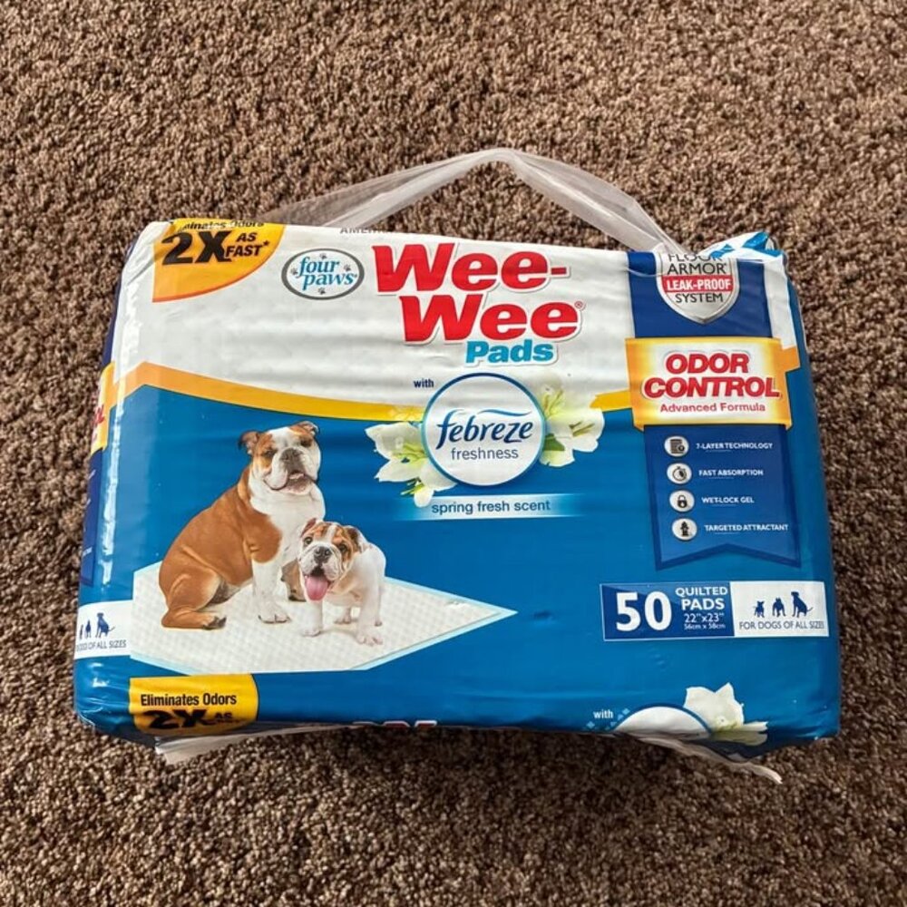 50 wee wee quilted dog pads with Febreeze, NEW